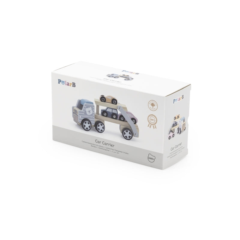 PolarB houten truck met oplegger incl. 3 auto's