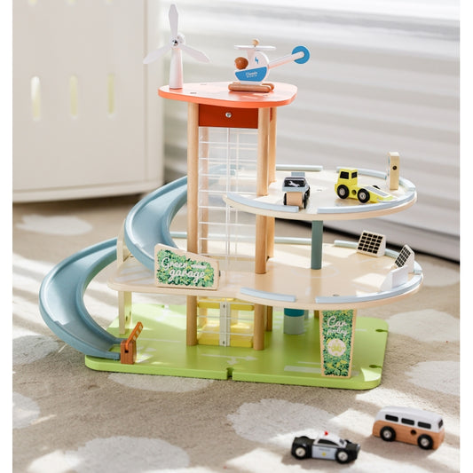 CLASSIC WORLD houten garage met 3 verdiepingen en lift