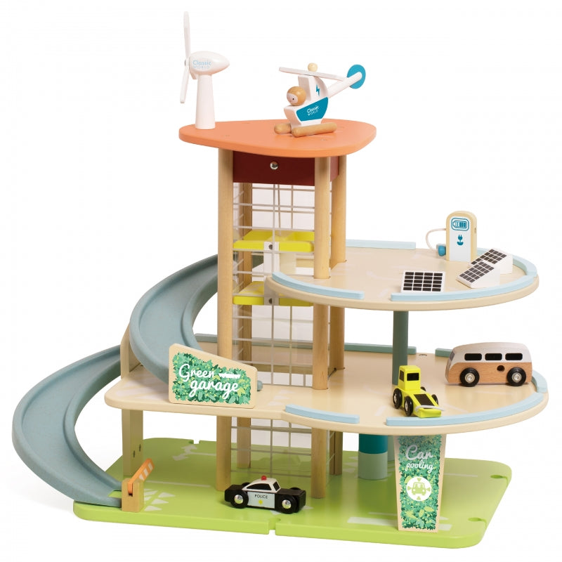 CLASSIC WORLD houten garage met 3 verdiepingen en lift