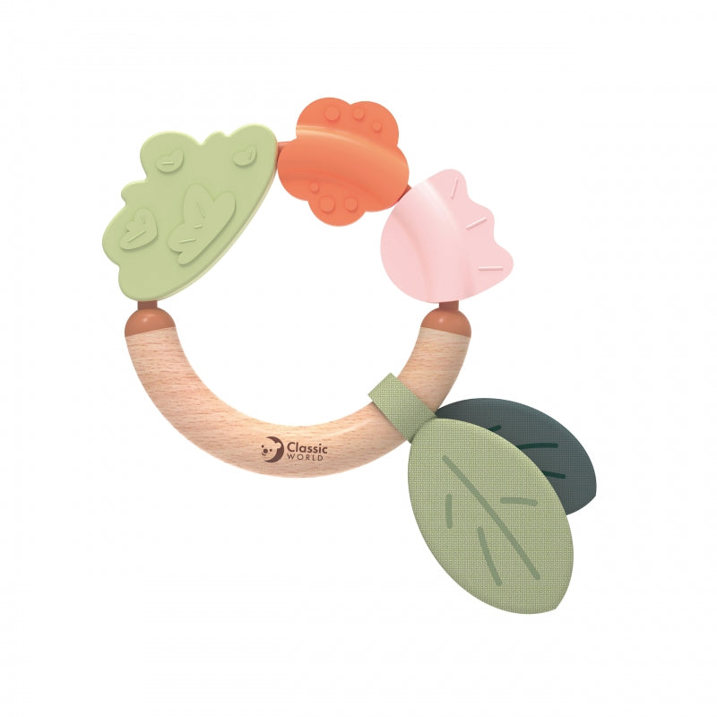 CLASSIC WORLD houten sensorische rammelaar/bijtring