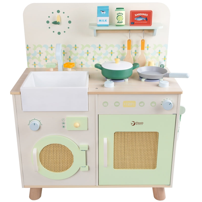 CLASSIC WORLD multifunctionele houten keuken met wasmachine en accessoires