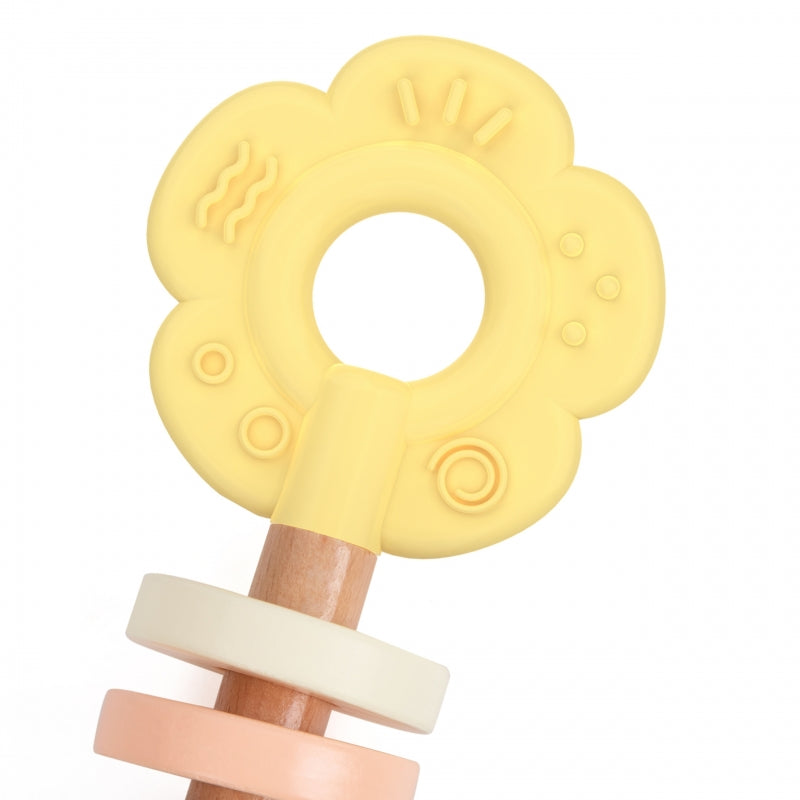 CLASSIC WORLD houten rammelaar/bijtring bloem