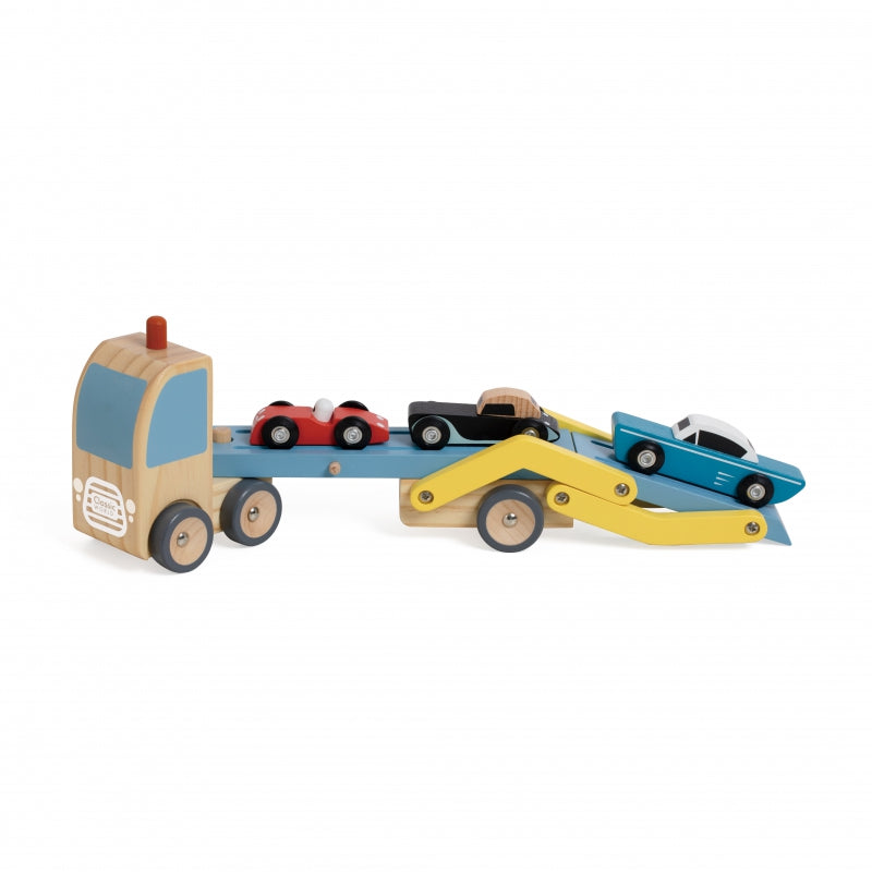CLASSIC WORLD sleepwagen/oplegger set met 3 auto's