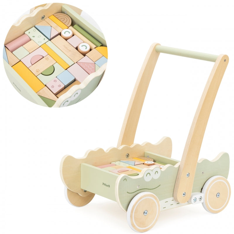 PolarB houten duwwagen krokodil