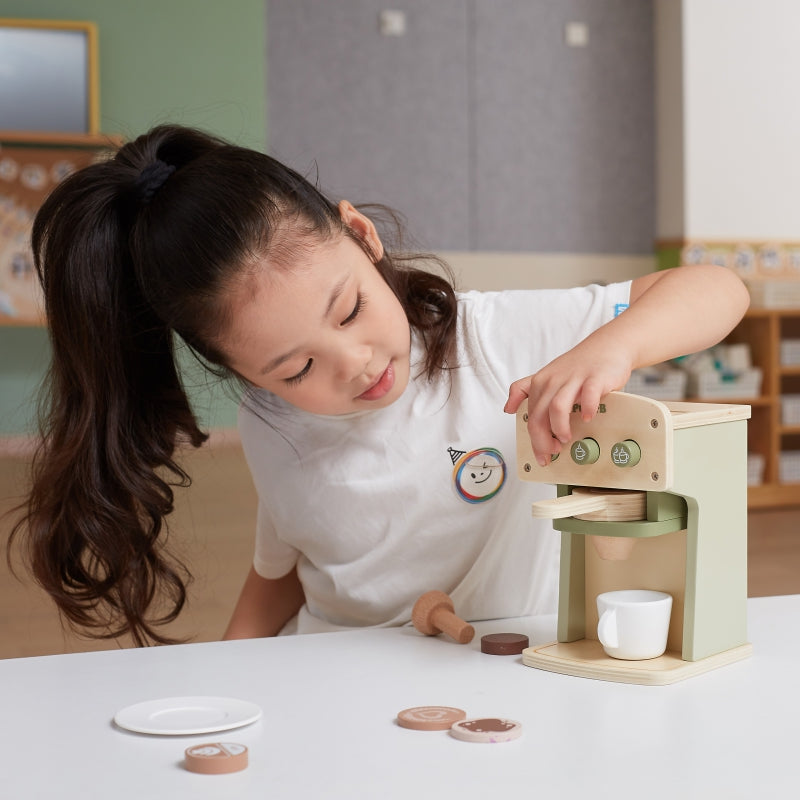 PolarB houten koffiezetapparaat groen + accessoires