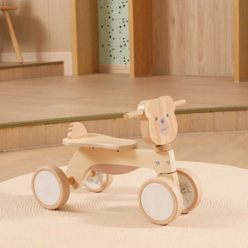 PolarB houten loopfiets bruine teddybeer met zachte wielen
