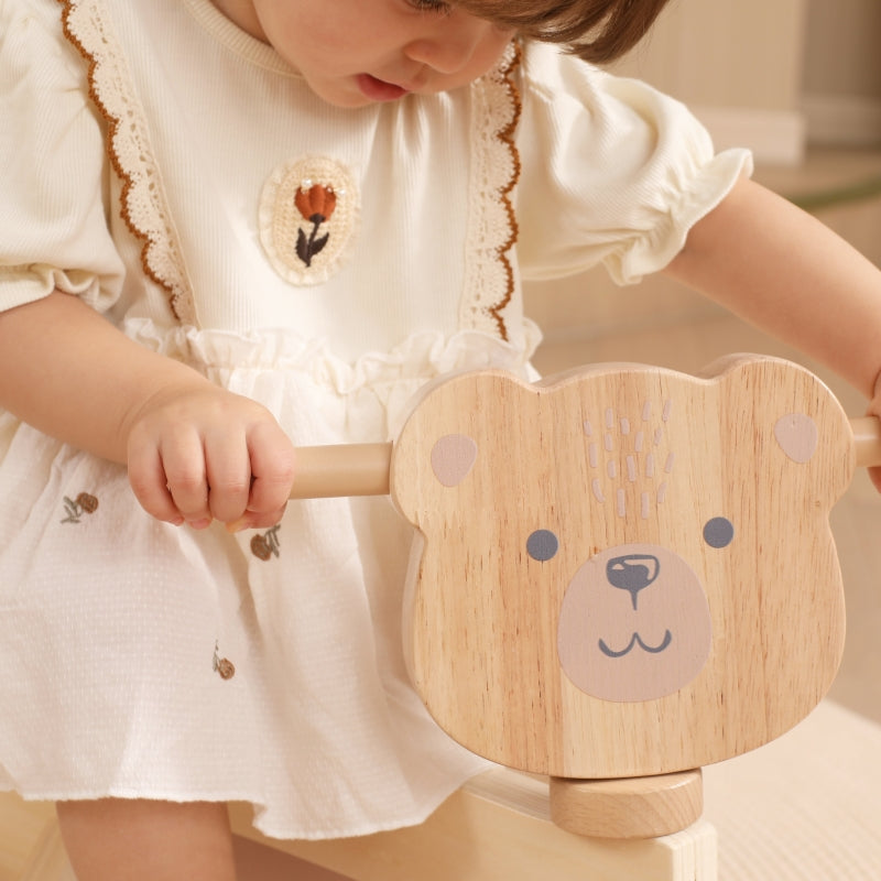 PolarB houten loopfiets bruine teddybeer met zachte wielen