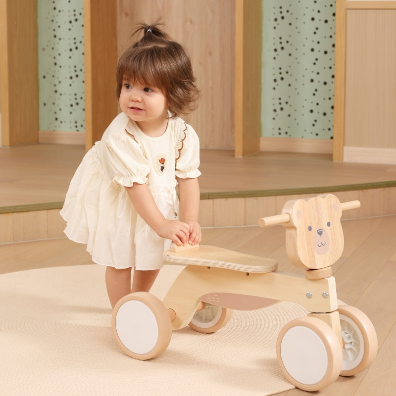 PolarB houten loopfiets bruine teddybeer met zachte wielen