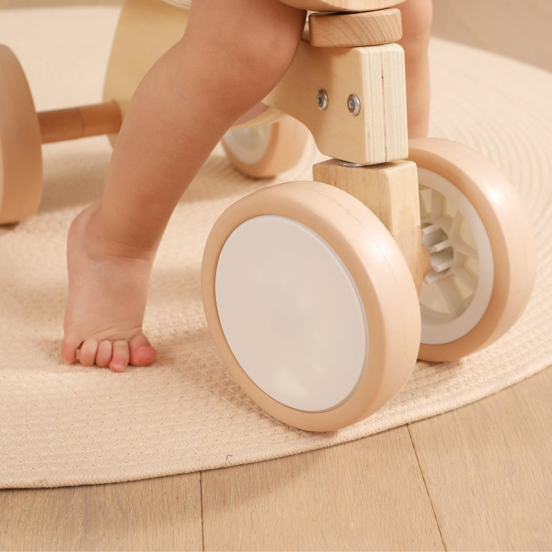 PolarB houten loopfiets bruine teddybeer met zachte wielen