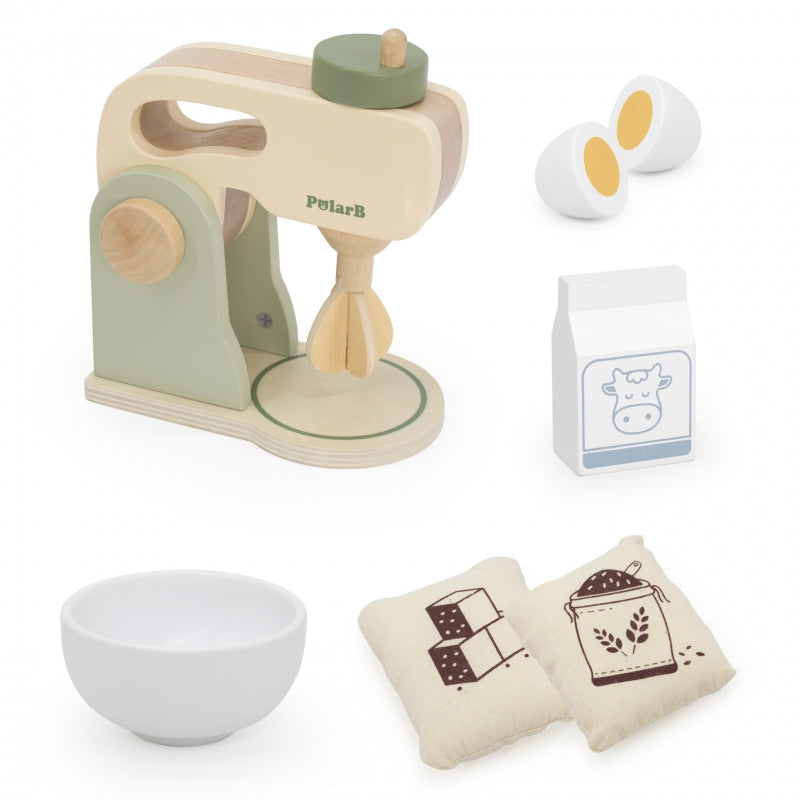 PolarB houten keukenmixer groen + accessoires