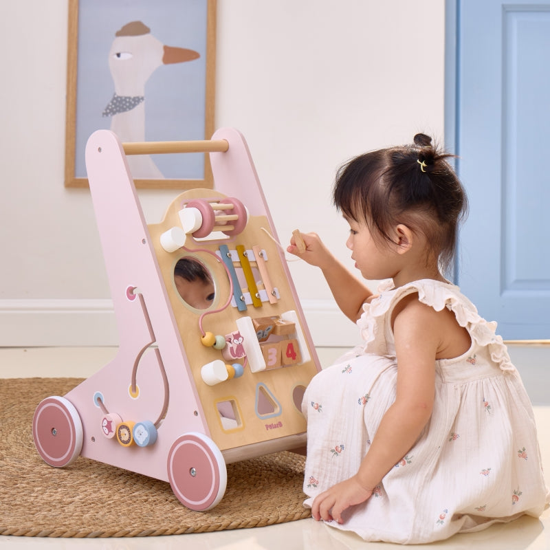 PolarB houten loopwagen roze educatief
