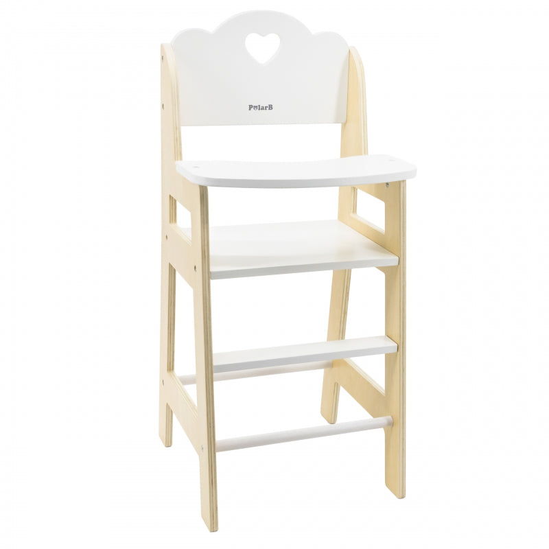 PolarB witte houten eetstoel voor poppen