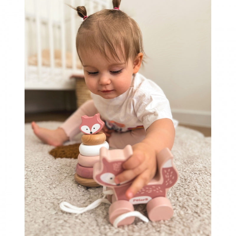 PolarB Set houten piramide + vos om te trekken