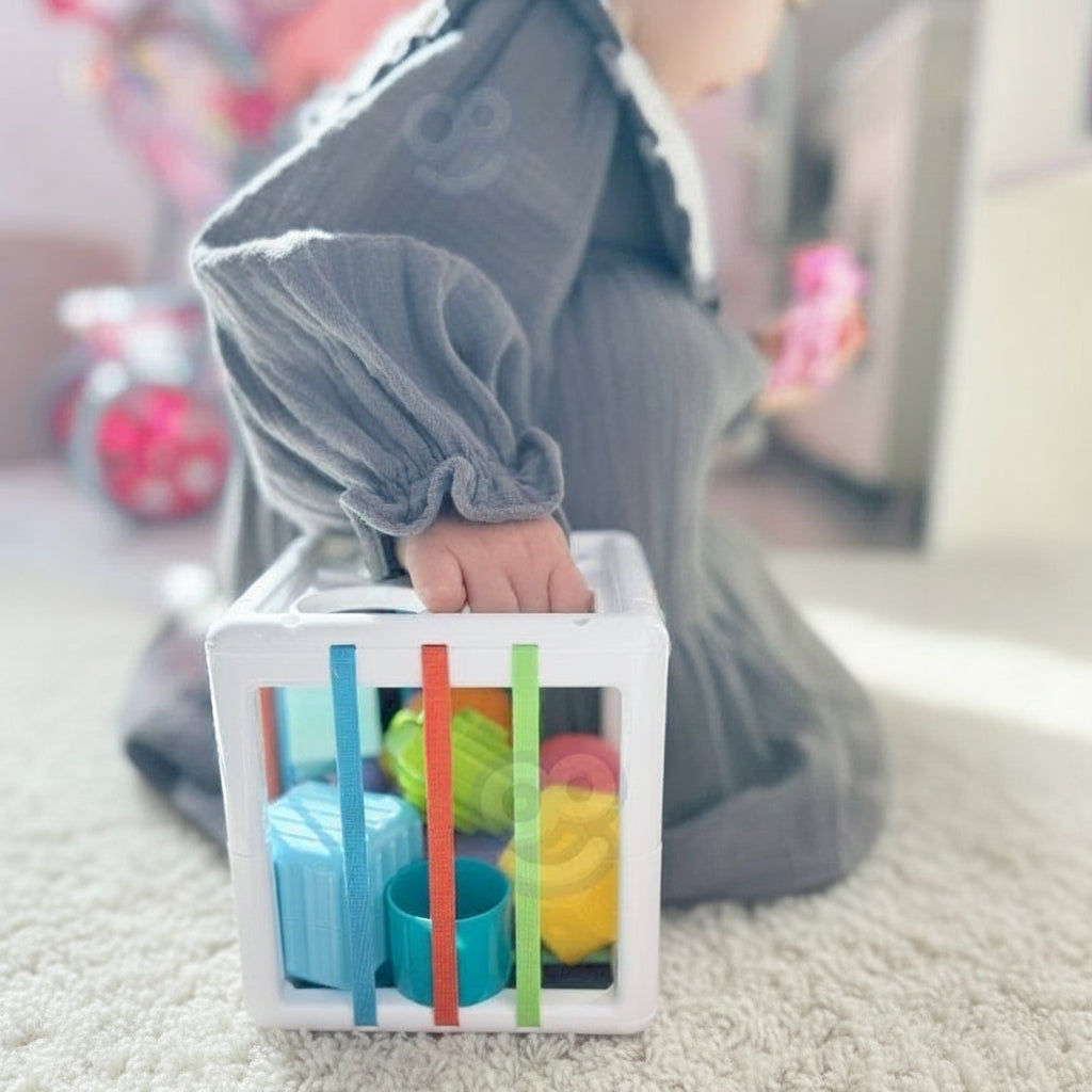 WOOPIE BABY flexibele sensorische kubussorteerder, kleurrijke vormen, 11 stuks