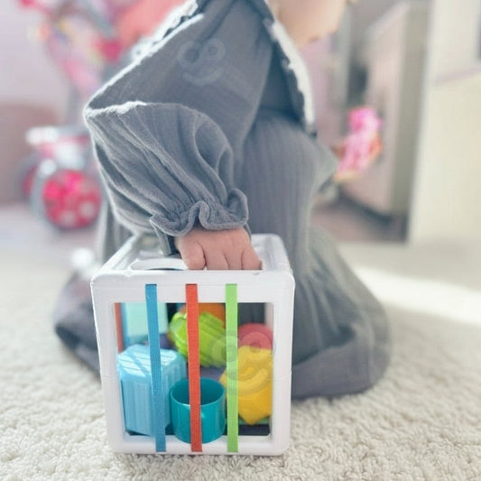 WOOPIE BABY flexibele sensorische kubussorteerder, kleurrijke vormen, 11 stuks