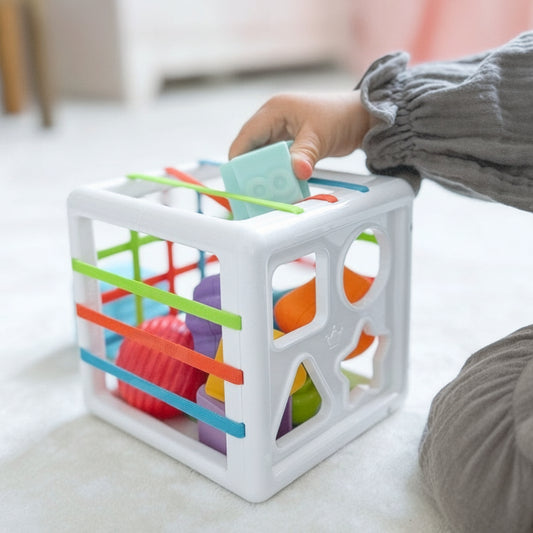 WOOPIE BABY flexibele sensorische kubussorteerder, kleurrijke vormen, 11 stuks