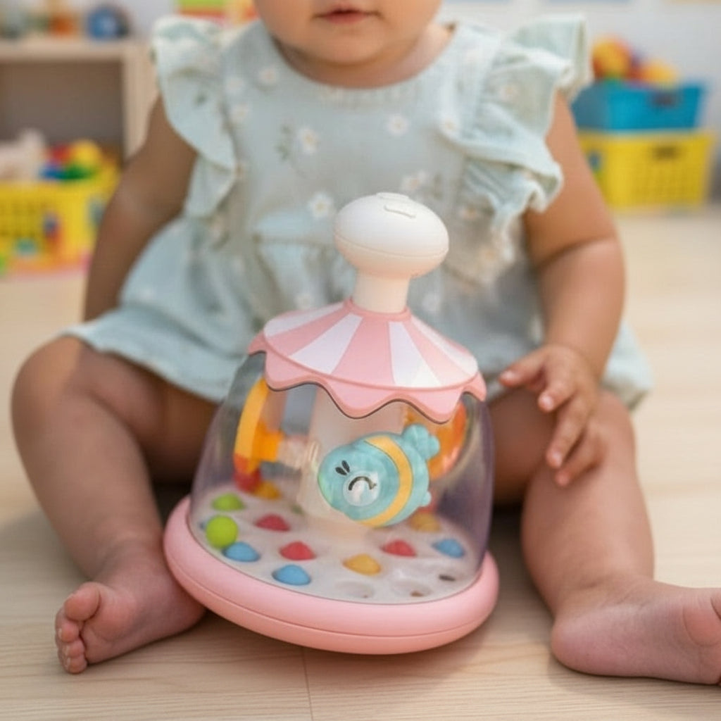 WOOPIE BABY kleurrijke roze paardenmolen met ballen