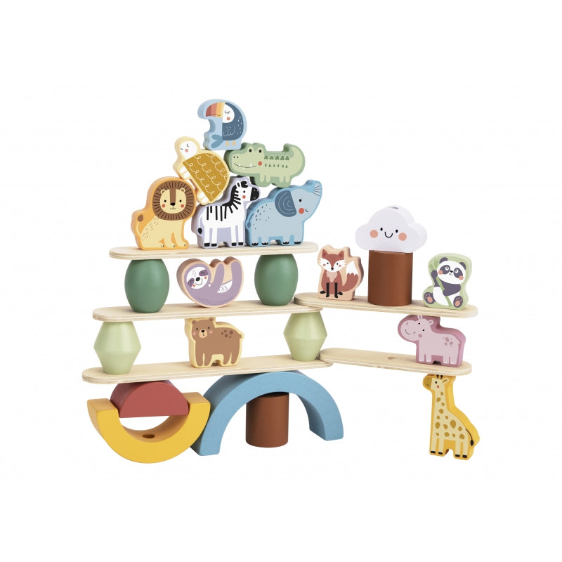 WOOPIE GREEN balancerende houten dieren stapelpuzzel