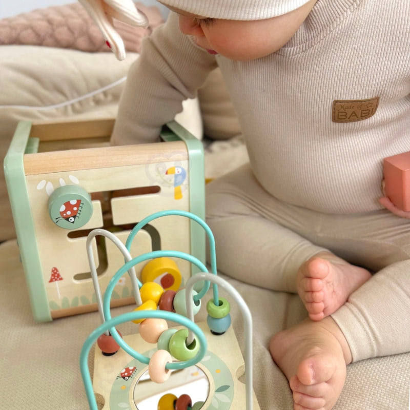 WOOPIE GREEN houten activiteitenkubus multifunctionele educatieve sorteerder