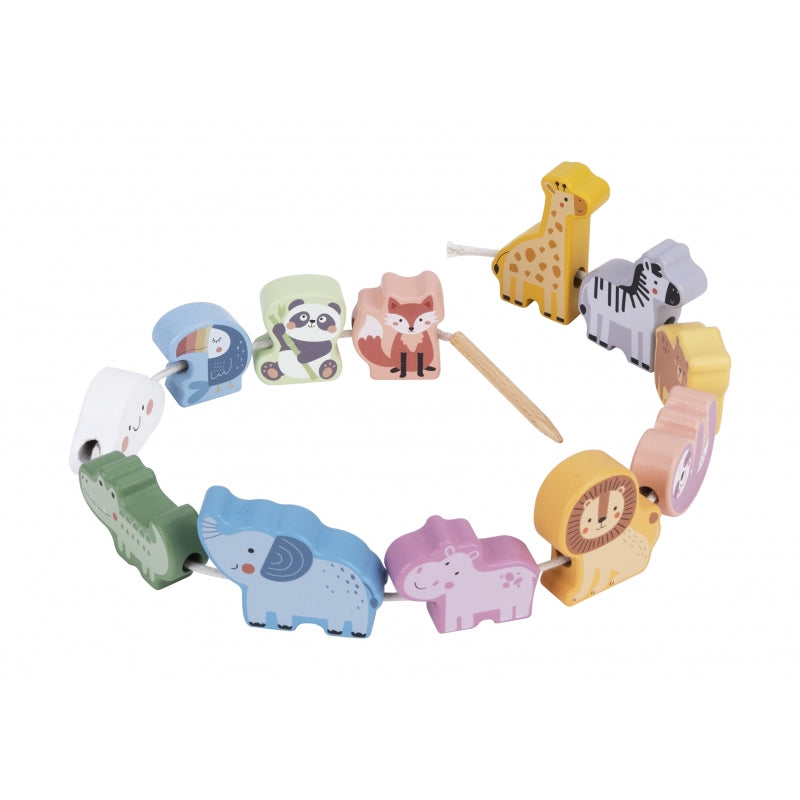 WOOPIE GREEN houten zoo-on-a-string verweven Montessori