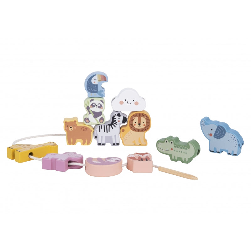 WOOPIE GREEN houten zoo-on-a-string verweven Montessori