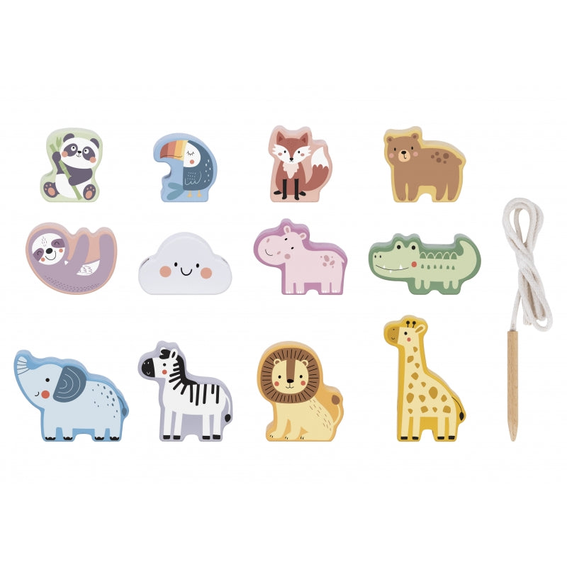 WOOPIE GREEN houten zoo-on-a-string verweven Montessori