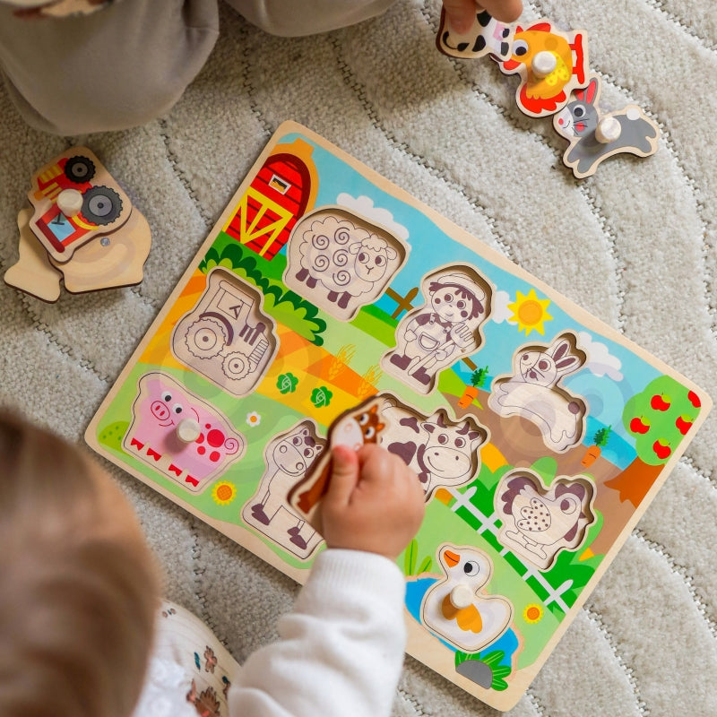 WOOPIE GREEN houten montessori boerderij puzzel