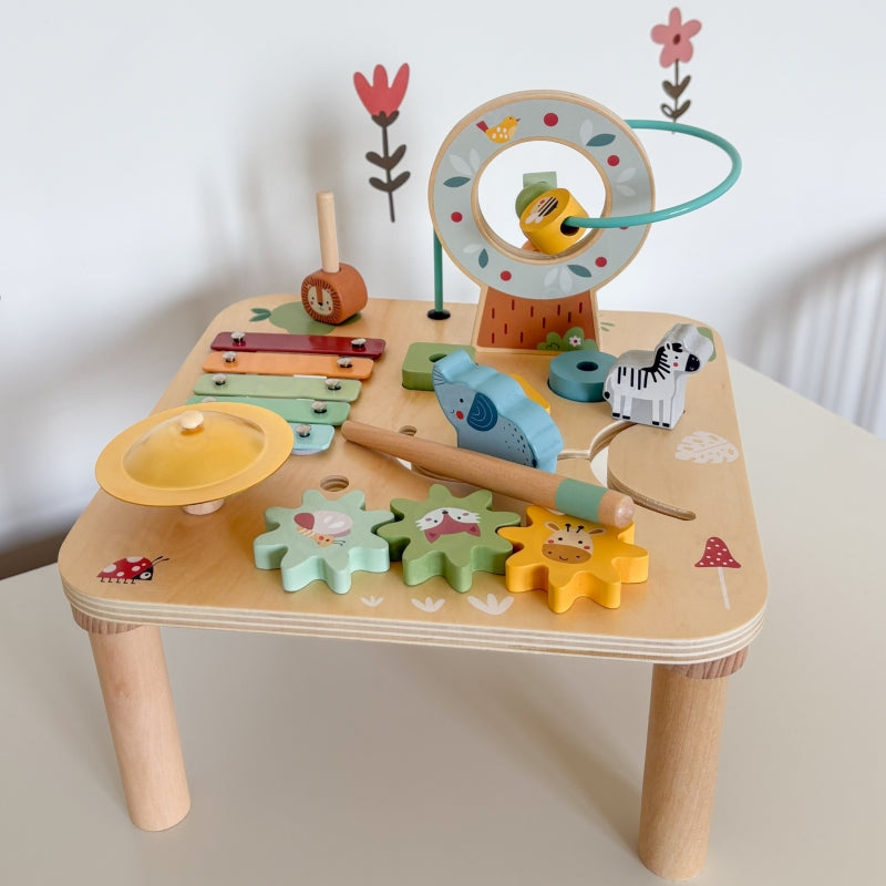 WOOPIE GREEN houten educatieve tafel muzikaal sensorisch doolhof 5-in-1