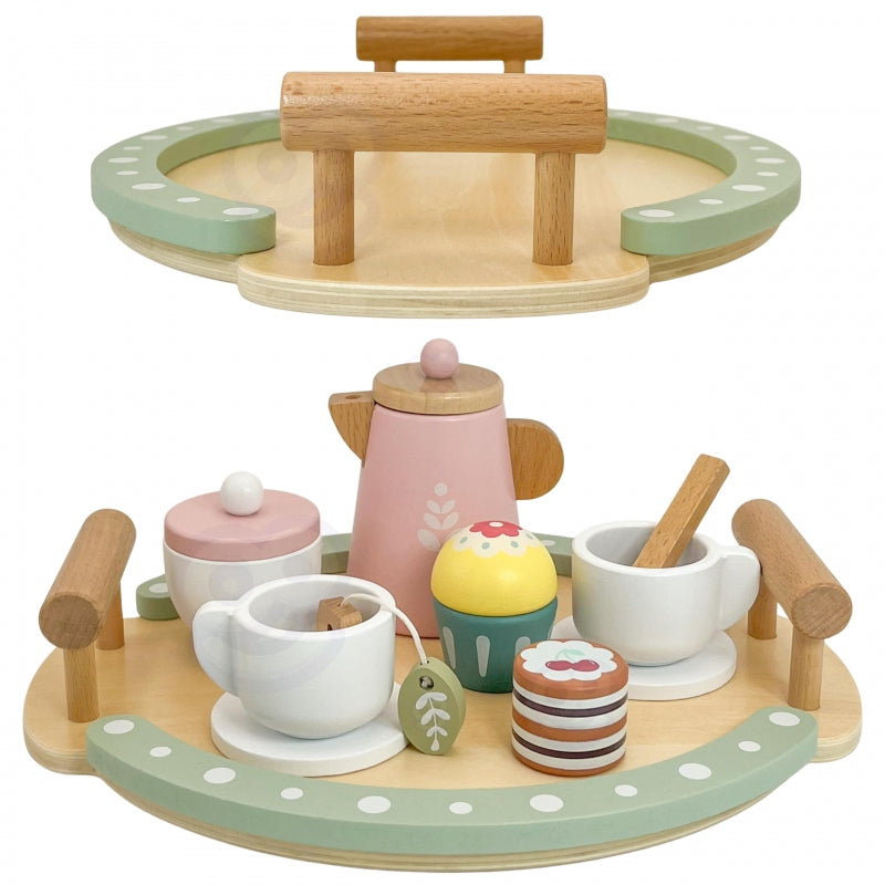 WOOPIE GREEN houten thee- en koffieset 12-delig