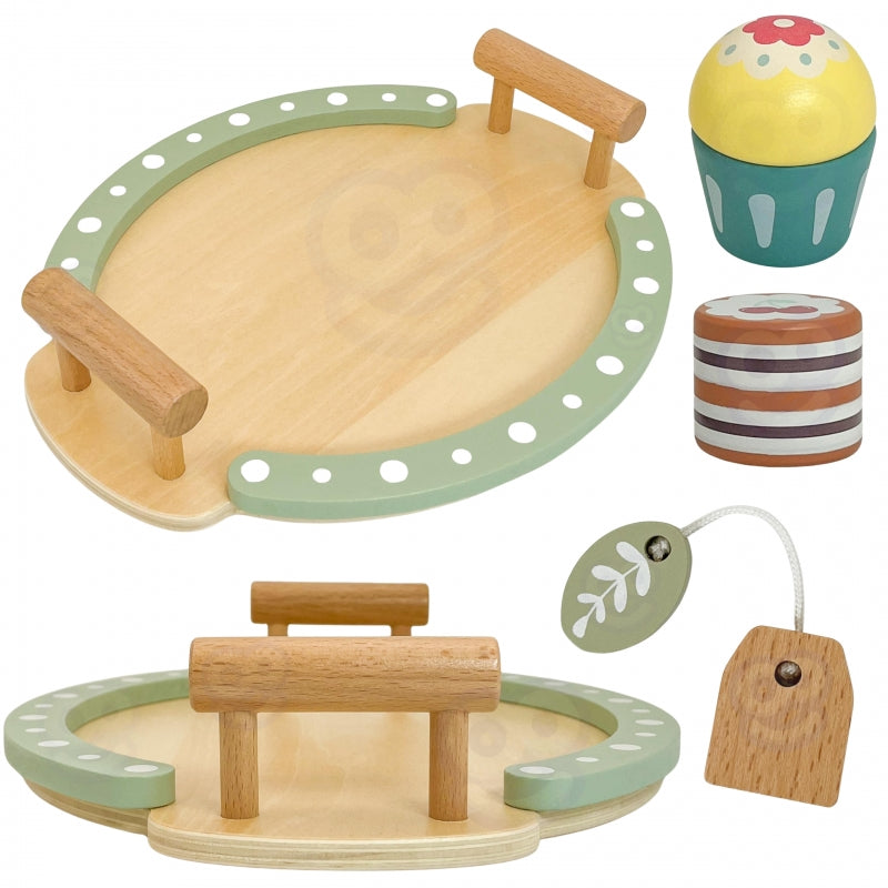 WOOPIE GREEN houten thee- en koffieset 12-delig