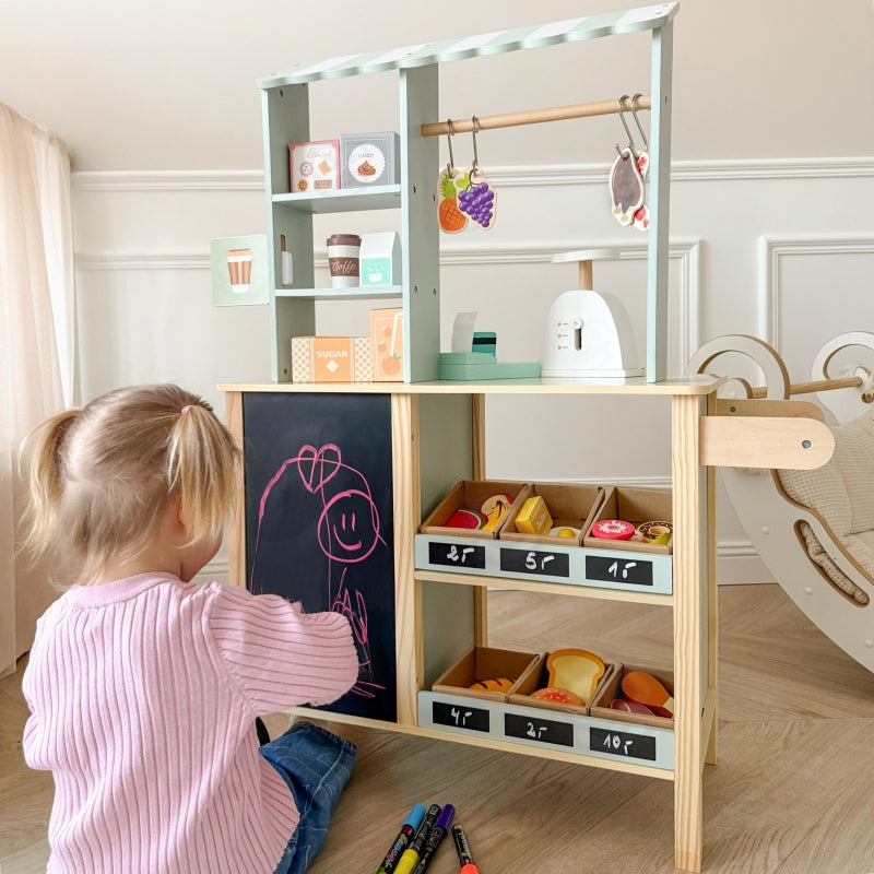 WOOPIE GREEN kruidenierswinkel multifunctioneel 5-in-1 kraampje 73 stuks